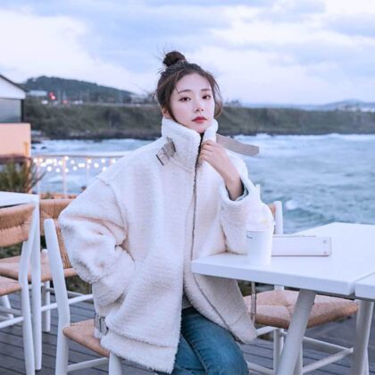 Women's Crystal Fleece Compound Lamb Wool Coat