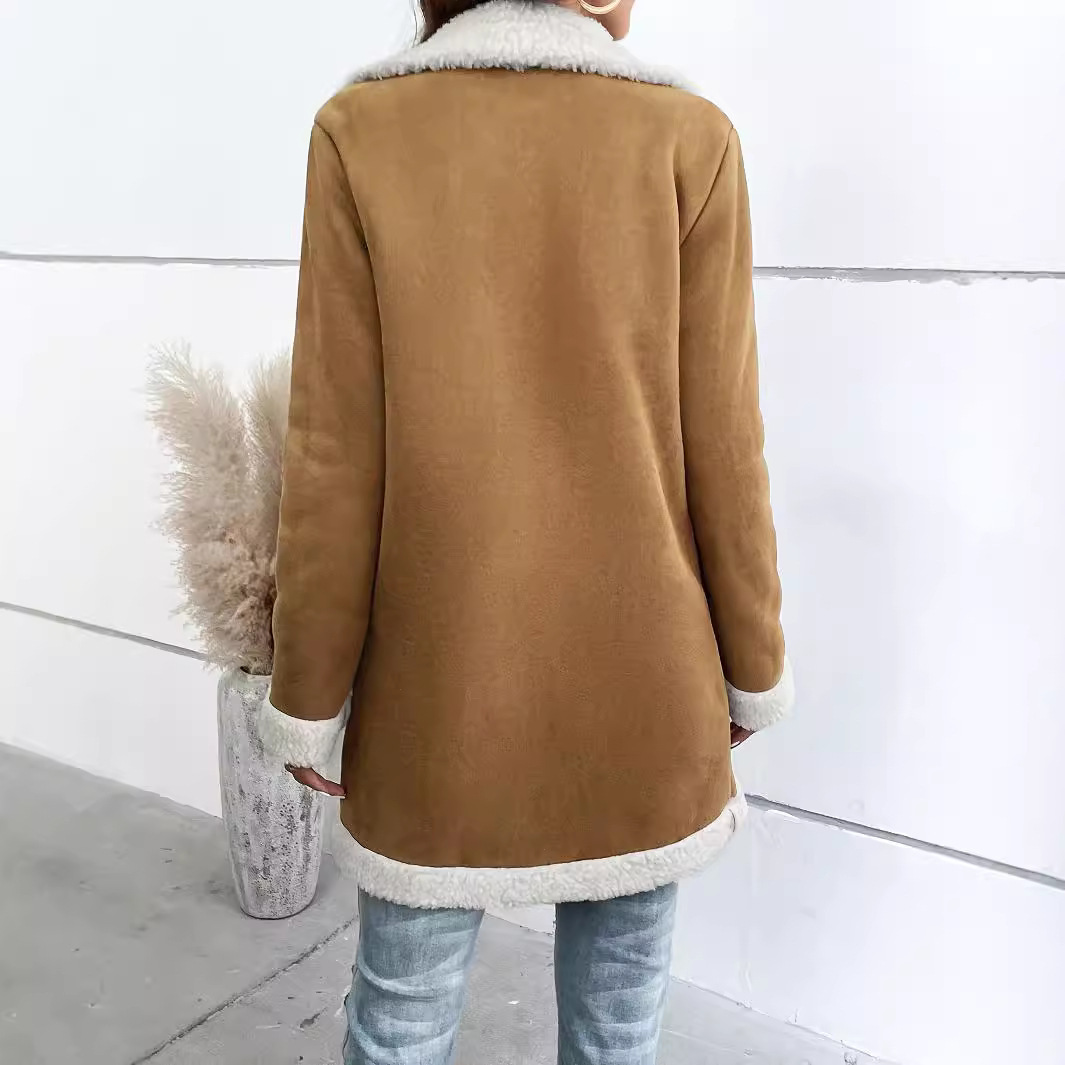 Women's Long-sleeved Lapel Deerskin Velvet Thick Woolen Coat - Image 2