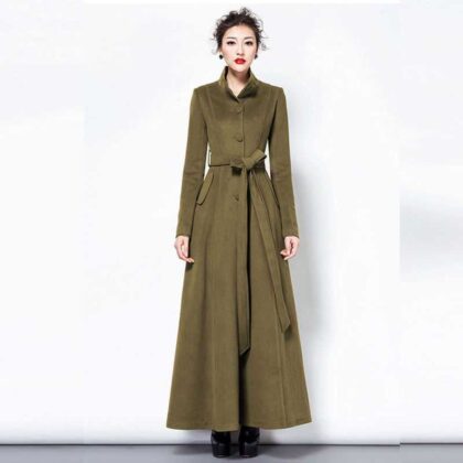Women's Long Slim Over-the-knee Woolen Trench Coat
