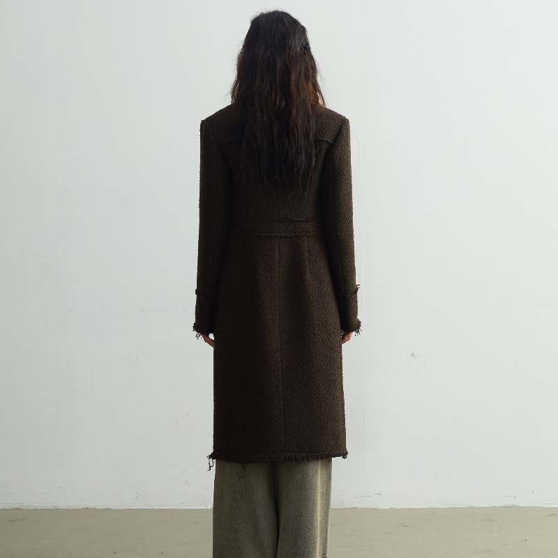 Fringe Damage Wandering Artist Long Woolen Coat - Image 5