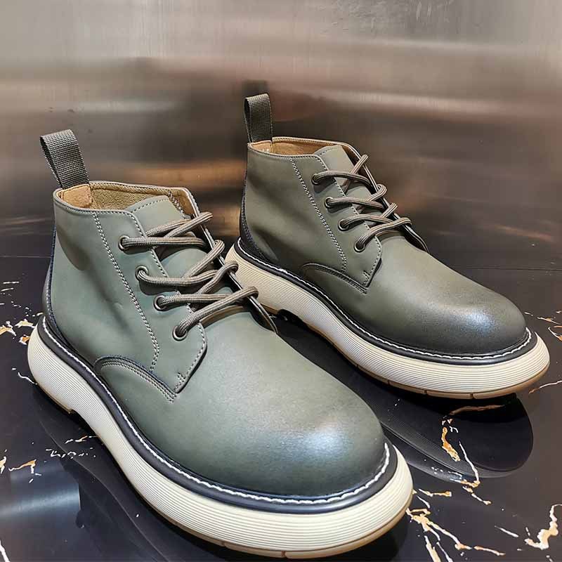 Cowhide Round Toe High-top Leather Shoes – Bild 5