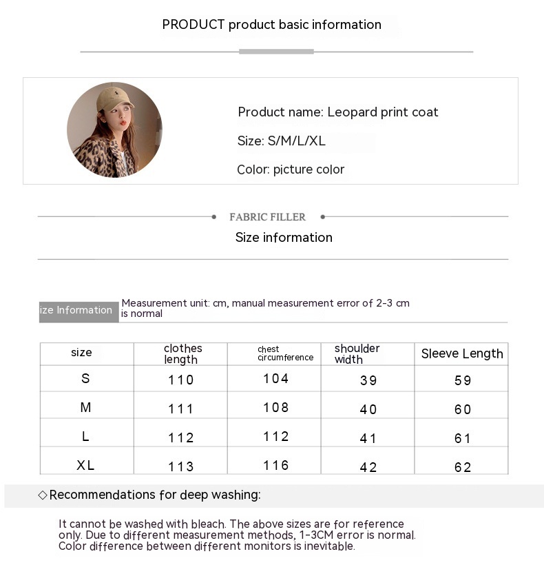 Women's Long Winter Leopard Print Woolen Coat - Image 6