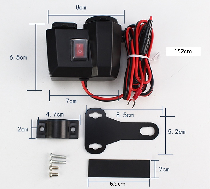 Motorcycle USB Waterproof Car Charger Cigarette Lighter Voltmeter - Image 4