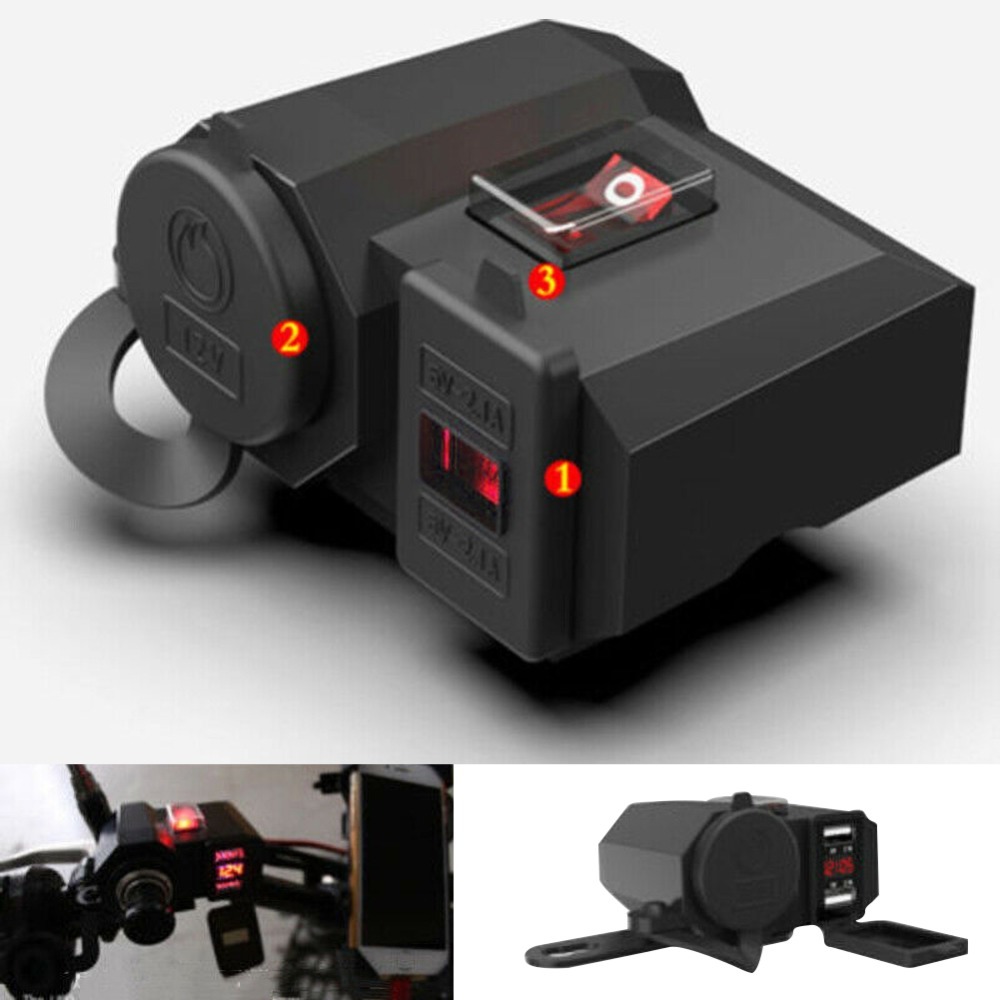 Motorcycle USB Waterproof Car Charger Cigarette Lighter Voltmeter - Image 2