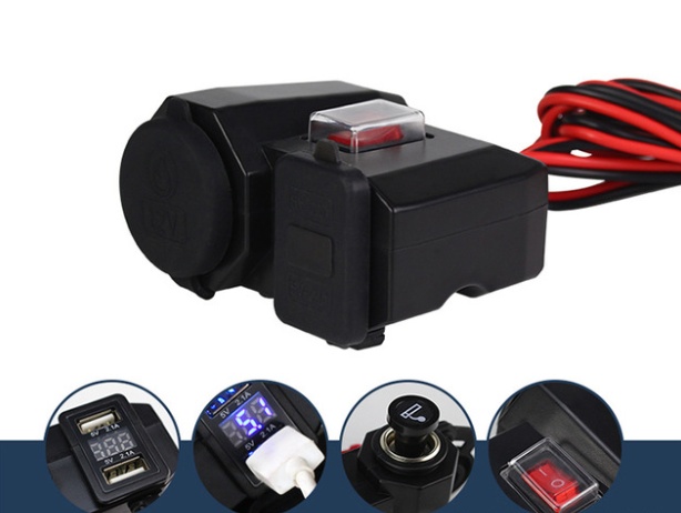 Motorcycle USB Waterproof Car Charger Cigarette Lighter Voltmeter - Image 8