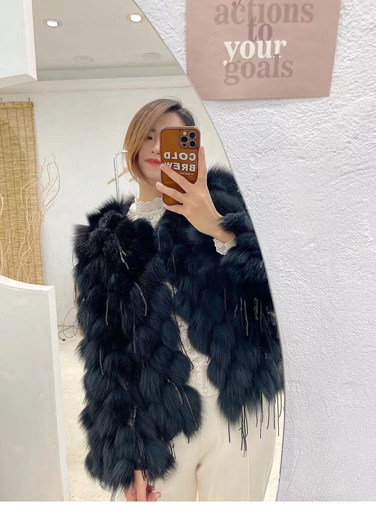 Fox Fur Fur Coat Female Short Tassel Thicken Coat – Bild 6