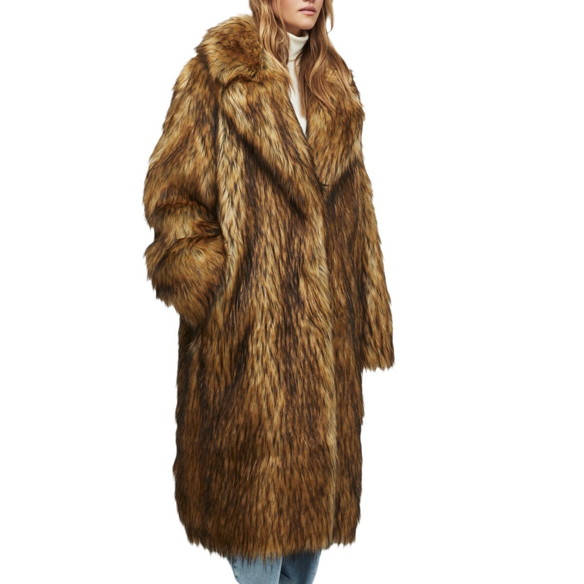 Autumn And Winter Imitation Fur Long Women's Warm Clothing Environmental Protection Wool Coat - Image 5