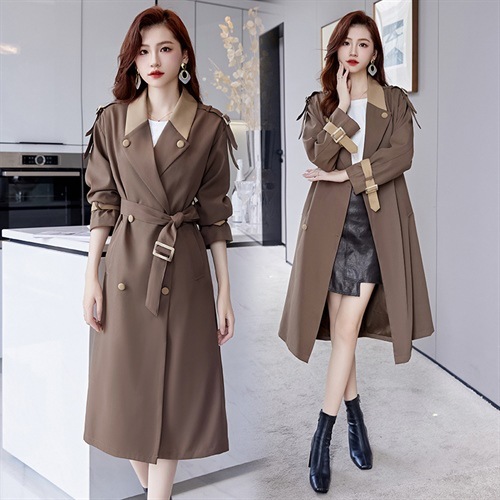 Trench Coat Women's Mid-length Casual Fashion Over The Knee Overcoat - Image 3