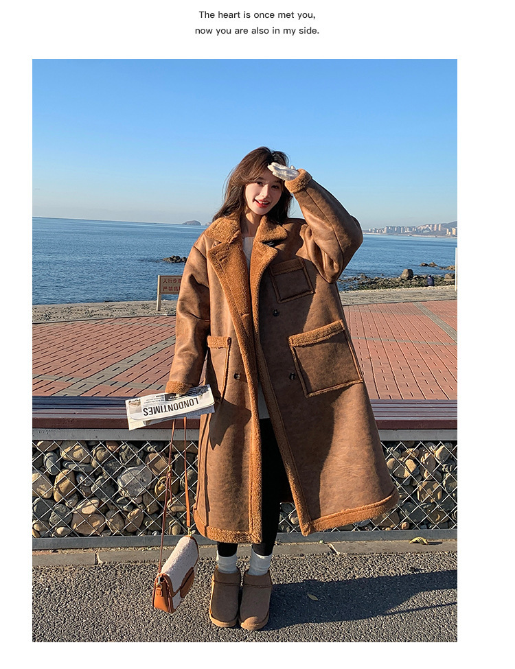 Women's Winter Double-sided Lamb Wool Coat Overcoat - Image 7