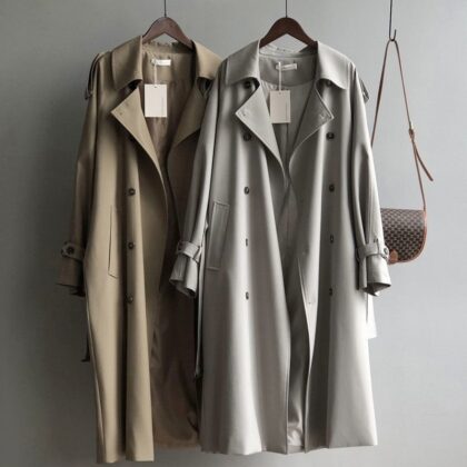 British Style All-match Draping Tight Waist Small Casual Women's Trench Coat