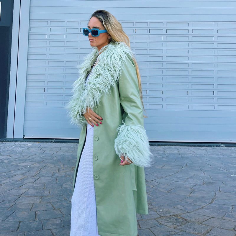 Long-sleeved Fur Collar Single-breasted Slim Section To Keep Warm — изображение 5