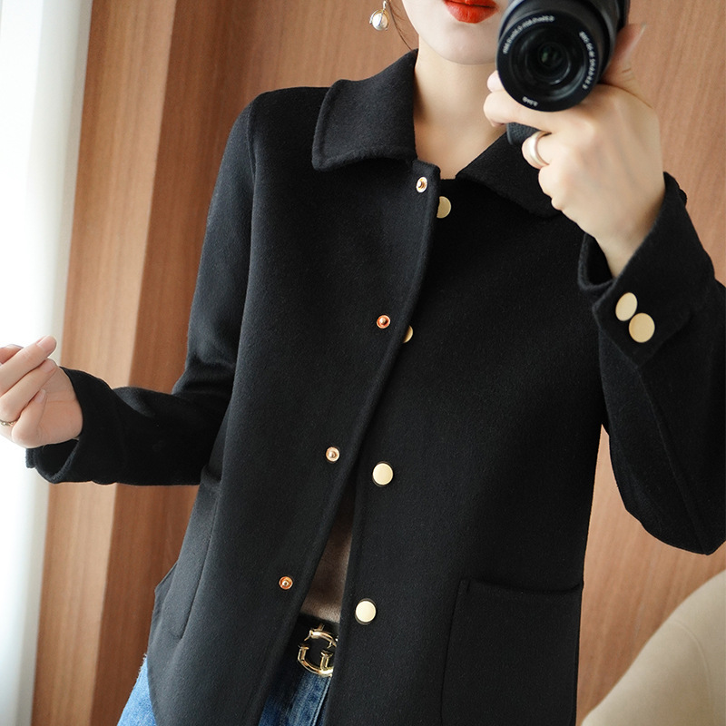 Double-sided Woolen Fallwinter Slim Wool Overcoat - Image 3