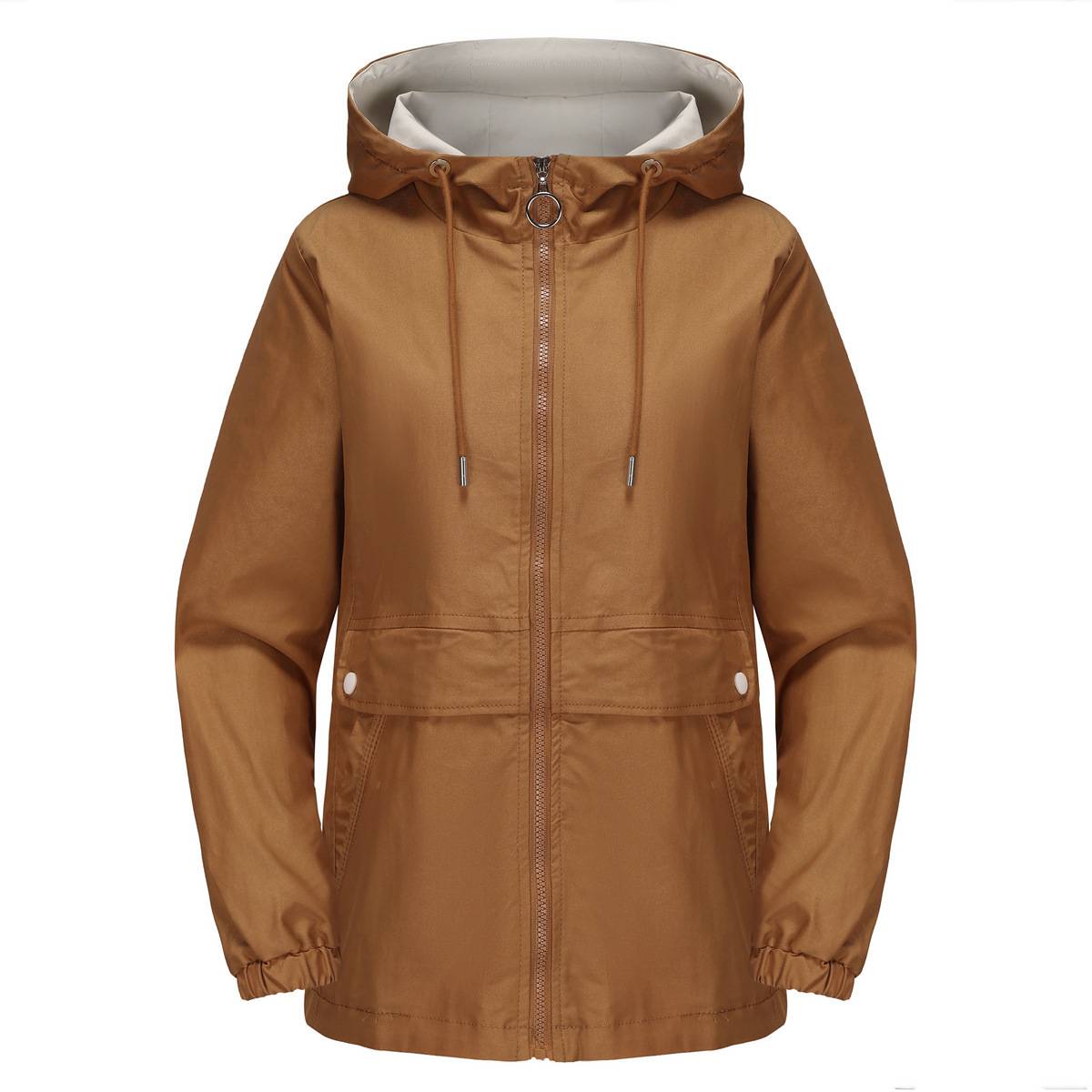 New Hooded Solid Color Trench Coat For Women - Image 8