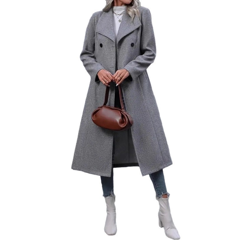 Woolen Long Slim-fit Women's Coat - Image 5
