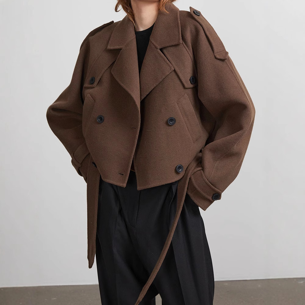 Women's Clothing Temperament Pure Color Lapel Long-cut Coat - Image 4