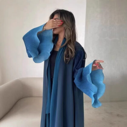 Pleated Long Shawl Women's Fashionable Elegant Gradient Cardigan