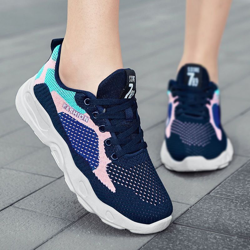 Casual Colorblock Lace-up Sneakers Women Versatile Breathable Lightweight Walking Running Shoes - Image 2