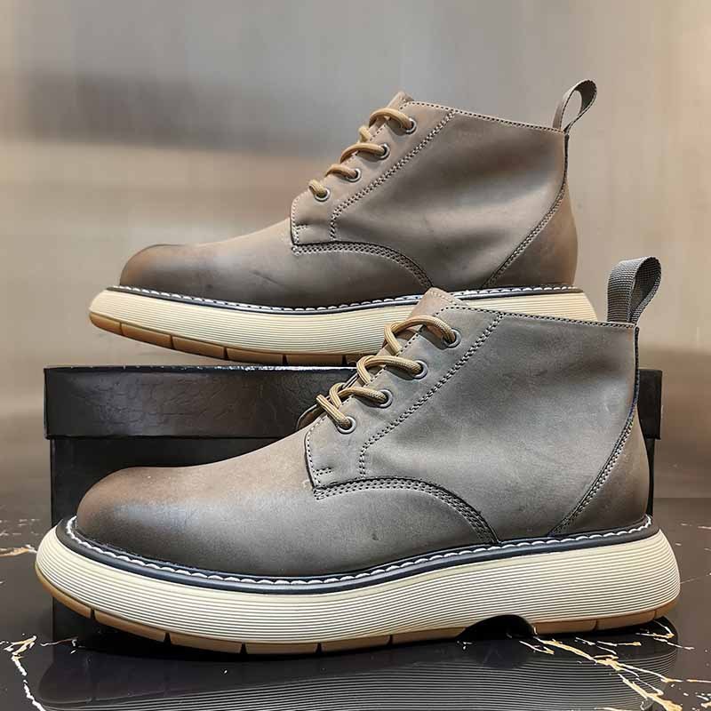 Cowhide Round Toe High-top Leather Shoes – Bild 4