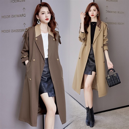 Trench Coat Women's Mid-length Casual Fashion Over The Knee Overcoat - Image 2