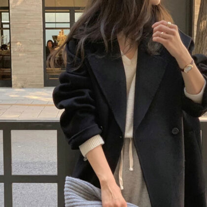 Solid Color Suit Reversible Cashmere Coat Coat