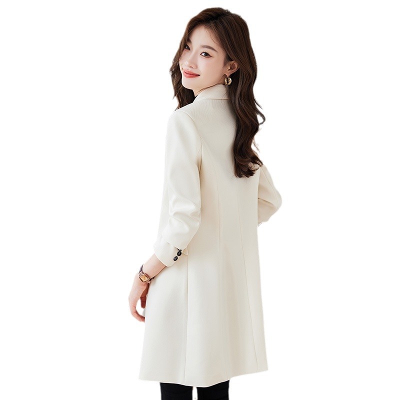 Black Mid-length Suit Trench Coat Coat For Women - Image 5