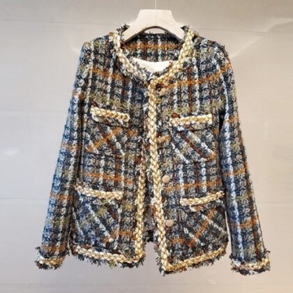Small fragrant tweed short coat female fringed plaid
