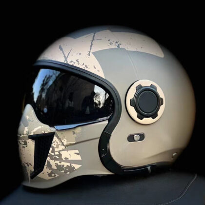 Black Warrior Motorcycle Retro Helmet