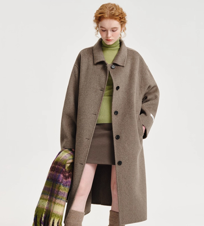 Double-sided Cashmere Lapel Wide Woolen Coat - Image 4