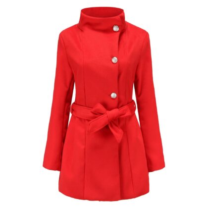 Women's Long Slim Fit Long Sleeve Woolen Coat