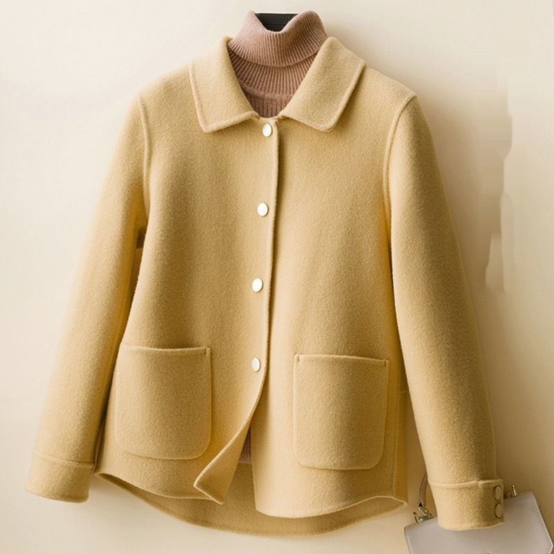 Double-sided Woolen Fallwinter Slim Wool Overcoat - Image 5