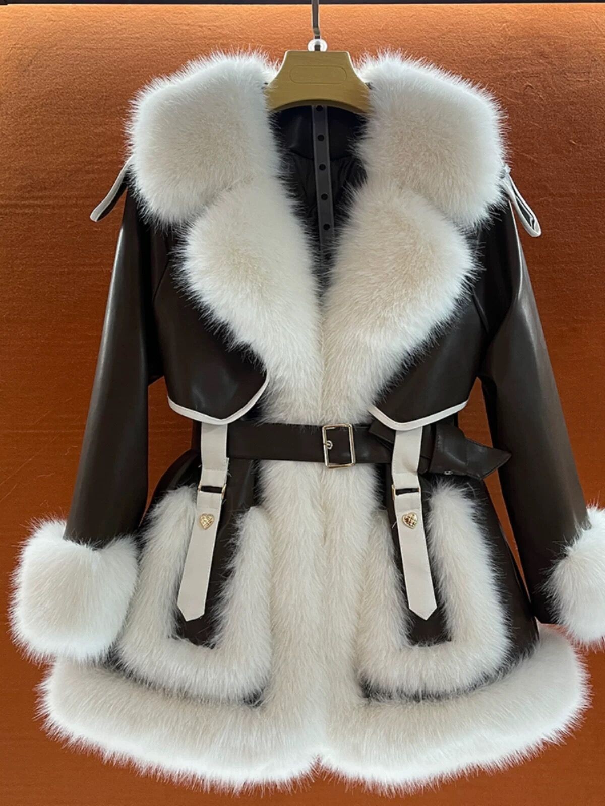 Elegant Big Fur Collar Fur Fur Coat For Women – Bild 7