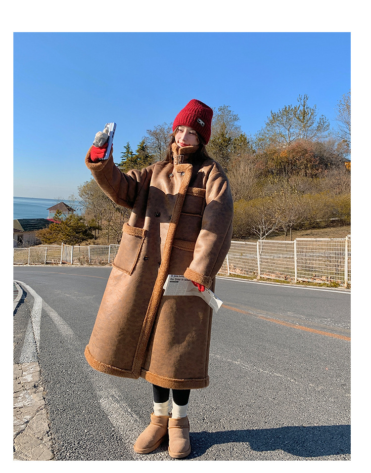 Women's Winter Double-sided Lamb Wool Coat Overcoat - Image 10