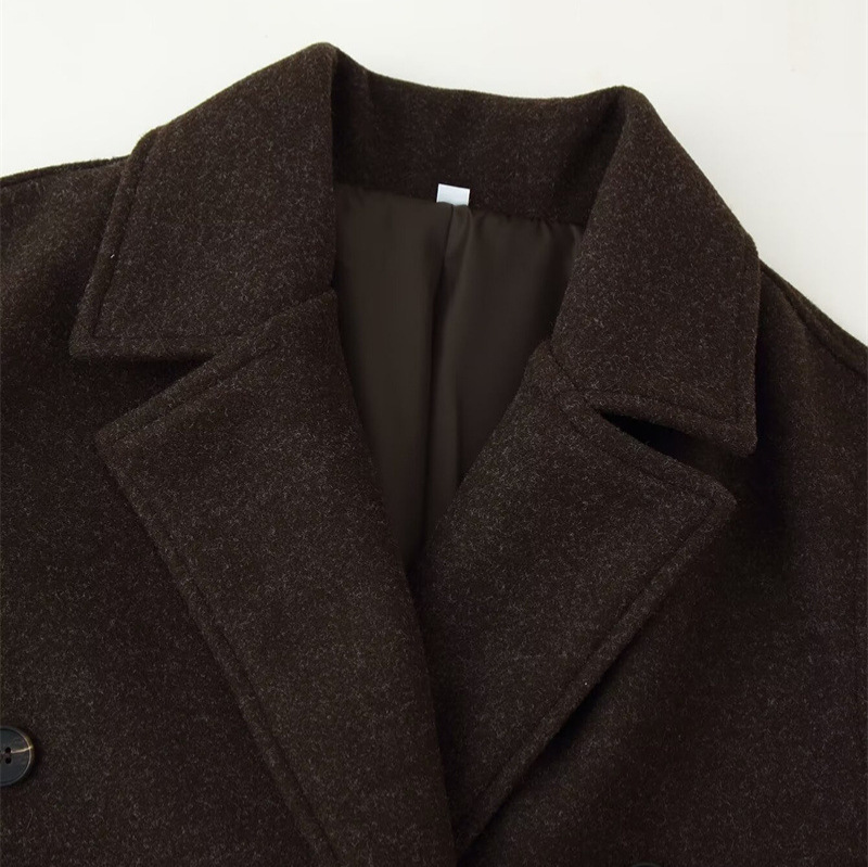 Double-breasted Wool Coat For Women - Image 3