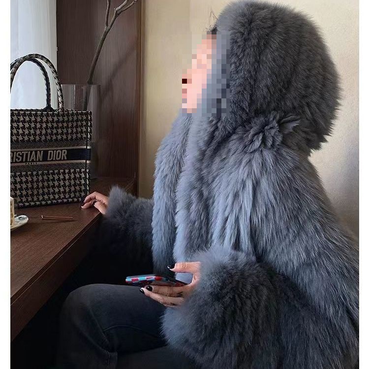 Woven Fur Bat Sleeve Fur Double-sided Woven Loose Europe – Bild 3