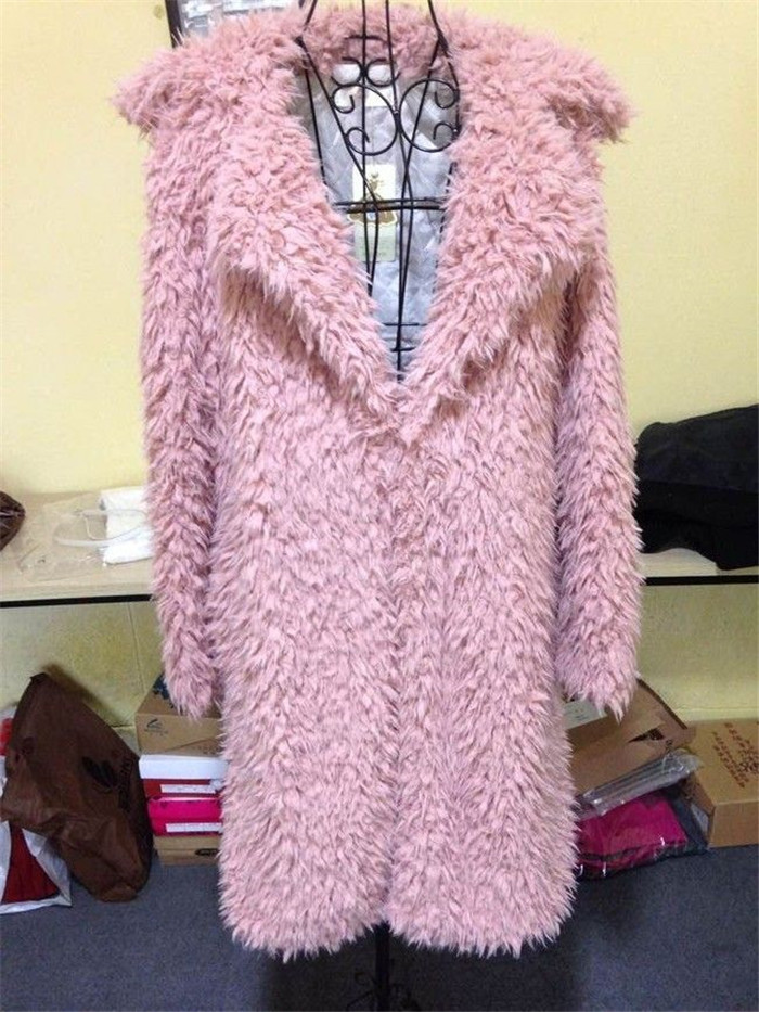 Autumn And Winter Ladies New Lamb Wool Long Trench Coat Imitation Fur Suit Coat Overcoat - Image 6