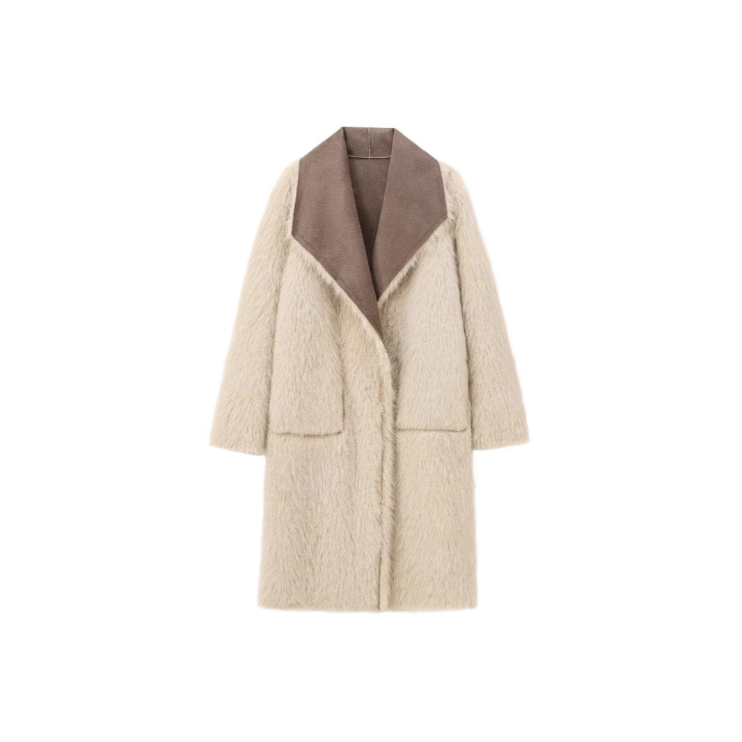 Women's Fashion Pocket Decoration Long Turn-down Collar Coat - Image 3