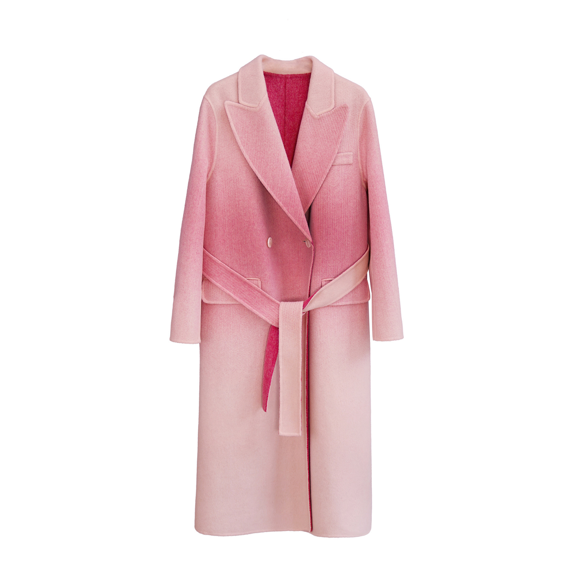 Fashion Gradient Color Belt Slim Slimming Soft And Comfortable Female Wool Overcoat - Image 5