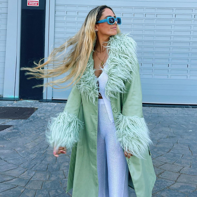 Long-sleeved Fur Collar Single-breasted Slim Section To Keep Warm — изображение 3