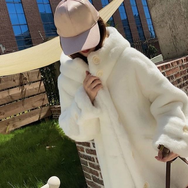 Winter New Hooded Thick Cotton Faux Fur Jacket — изображение 4