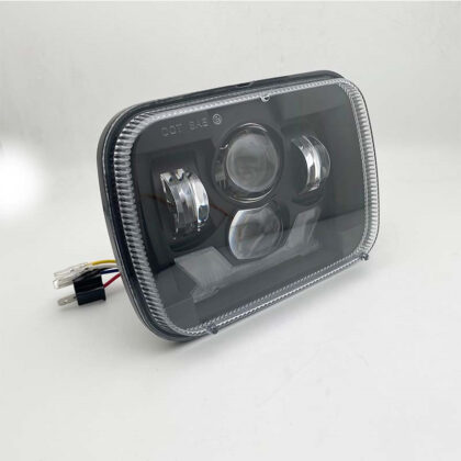 New Square Light Car Headlight Modified Headlight Black Silver Bottom