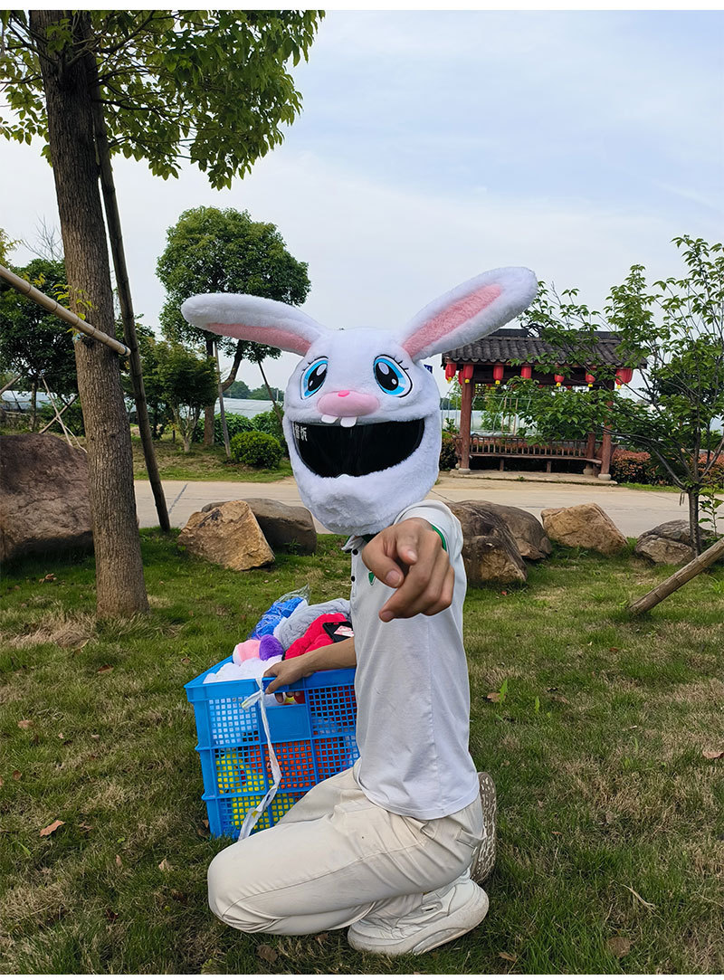 Decorative Rabbit Head Hat Protective Cover Warm Plush — изображение 9