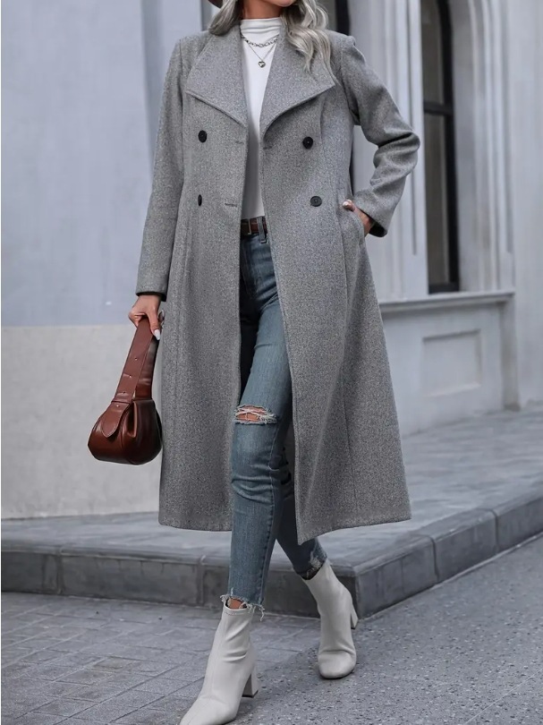 Woolen Long Slim-fit Women's Coat - Image 6