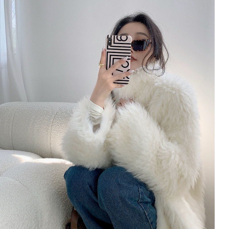 Women's Wool Coat Imitation Lamb Fur All-match Loose Sheep Curly Coat – Bild 3