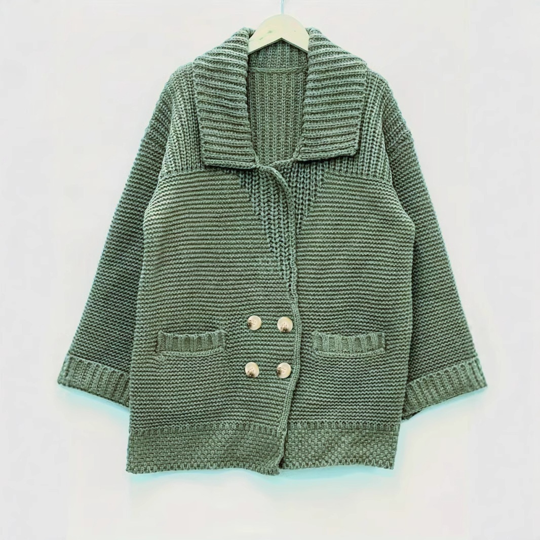 Elegant Polo Collar Plus Size Women's Coat - Image 7