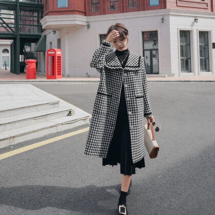 Winter Loose Navy Collar Woolen Coat