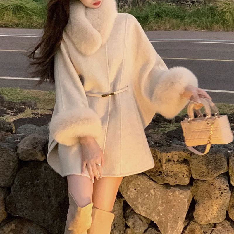 Women's Wool Coat Temperament Long Sleeve Korean Style Fashionable Jacket Retro Slim Solid Color Coat - Image 2