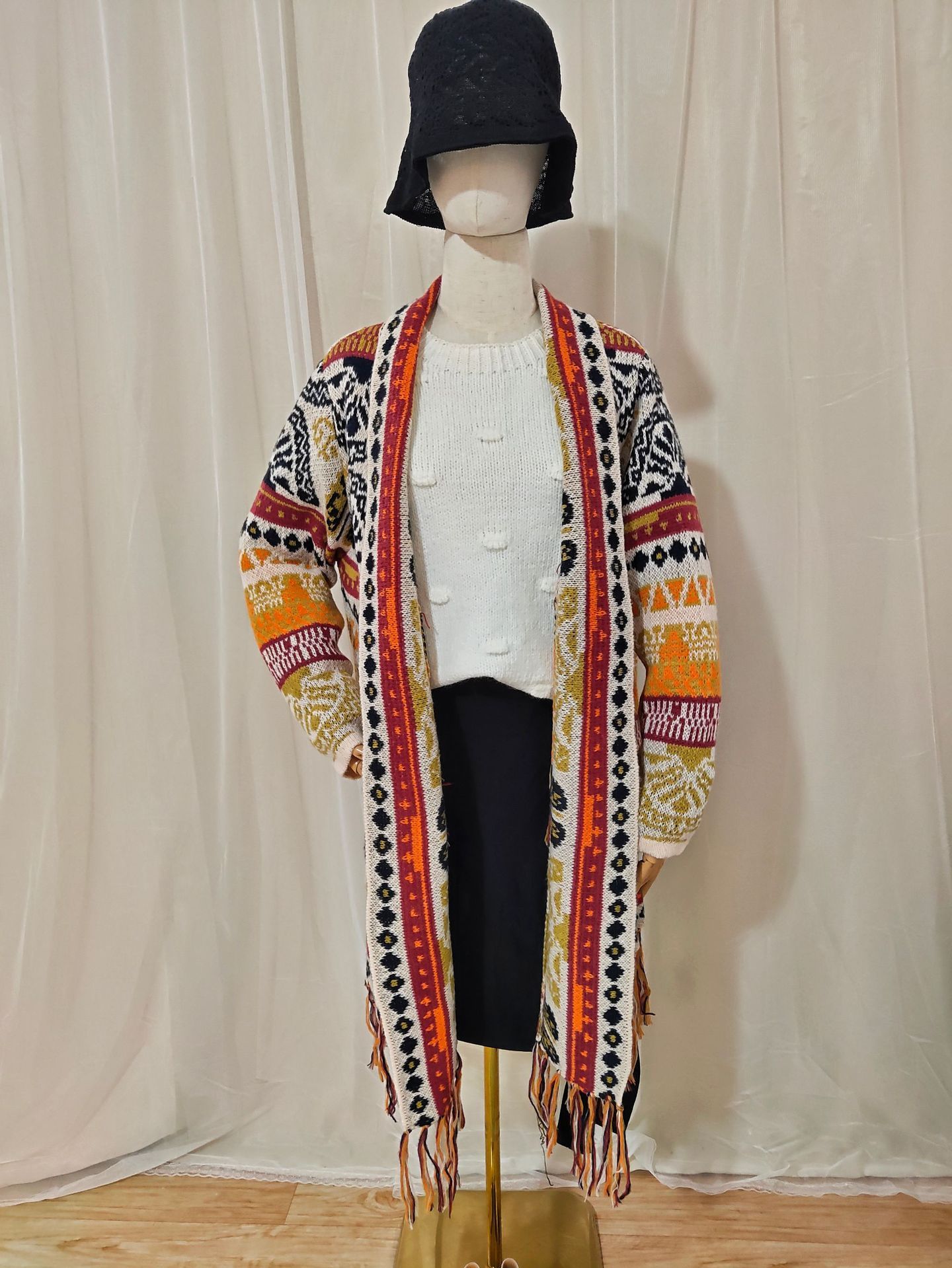 Autumn And Winter European And American Jacquard Retro Ethnic Style Women's Cardigan Version Loose Wool Cardigan - Image 9