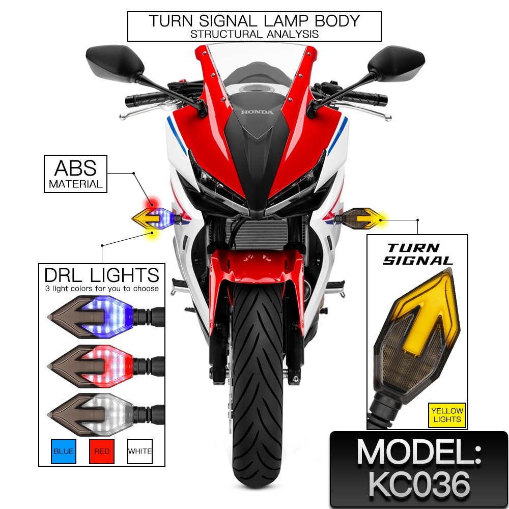 Motorcycle Arrow-shaped Light Guide Two-color LED Turn Signal Daytime Running Lamp - Image 2