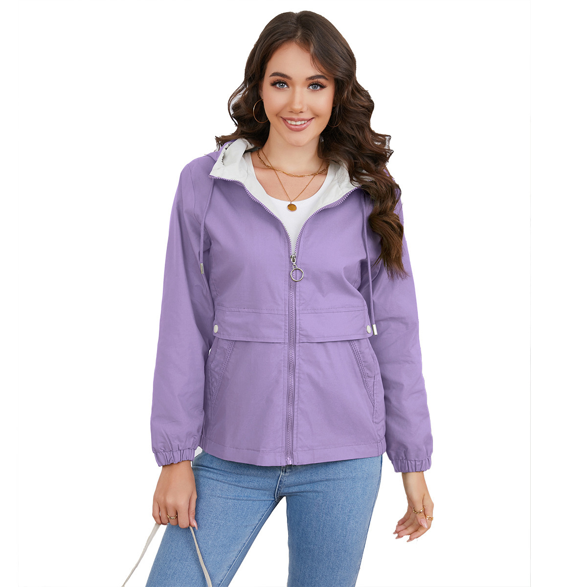 New Hooded Solid Color Trench Coat For Women - Image 5