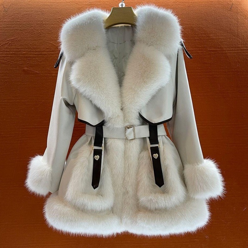Elegant Big Fur Collar Fur Fur Coat For Women – Bild 6